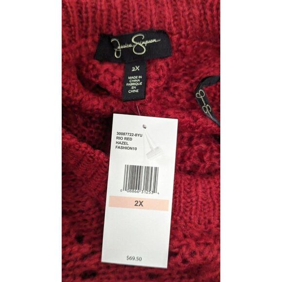 Jessica Simpson Womens Size 2X Red Long Sleeve Crew Neck Pullover Sweater Soft - Picture 6 of 8
